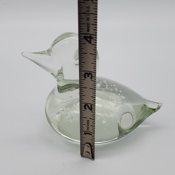 Duck Swimming Art Glass Paperweight with Controlled Bubbles Clear Glass - Picture 9 of 13
